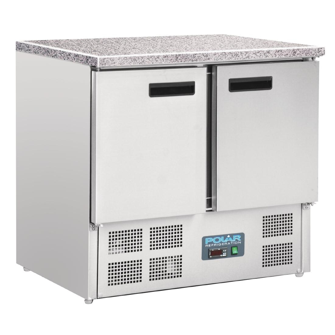Polar Double Door Refrigerated Counter with Marble Work Top 240Ltr CL108