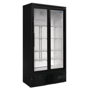 Polar Upright Back Bar Cooler with Sliding Doors in Black 490Ltr GJ448