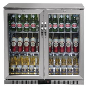 Polar Back Bar Cooler with Hinged Doors in Stainless Steel 208Ltr GL008