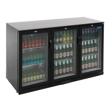 Polar Back Bar Cooler with Hinged Doors in Black 330Ltr GL004 - Available for back order