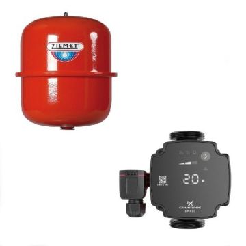 Zilmet Expansion Vessel & Grundfos UPS4 GO 25-65 130 Pump