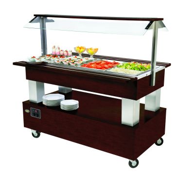 SB40M Dark Oak Refrigerated / Heated Buffet Bar - Roller Grill