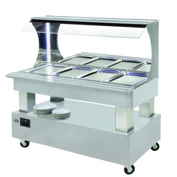 SBM40M Refrigerated / Heated Buffet Bar in White - Wall-Side Fitting - Roller Grill