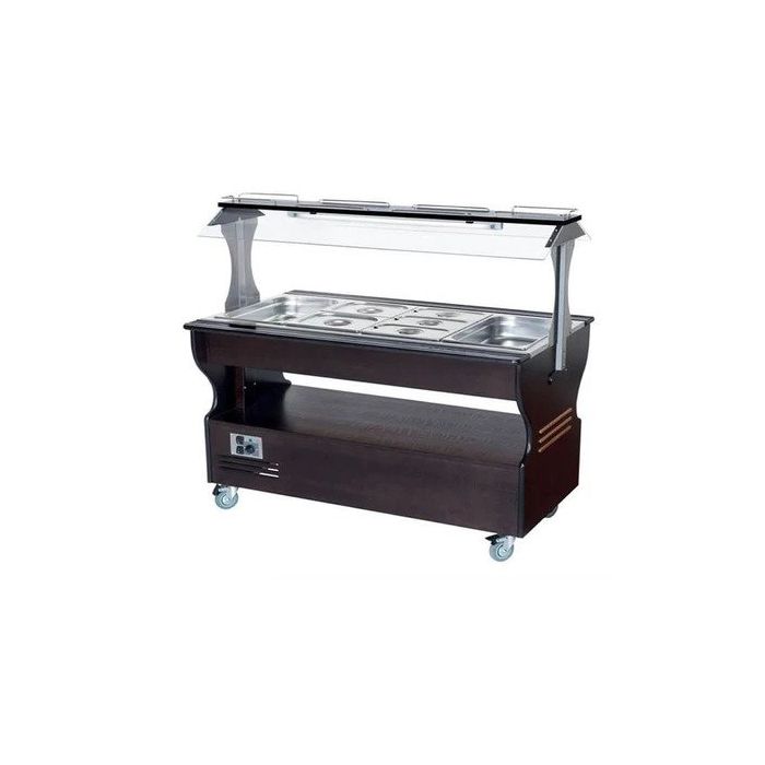 SB60M Mahogany Roller Grill Refrigerated / Heated Buffet Bar