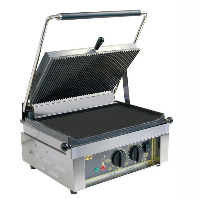 Roller Grill Panini Flat Based Ribbed Top