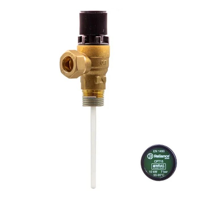Reliance RWC 1/2 MBSP x 15mm CPT15 Pressure & Temperature Relief Valve 7 Bar PTEM540010