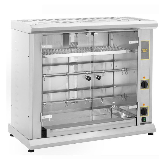 Roller Grill Electric Chicken Rotisserie with Display Shelf RBE80Q