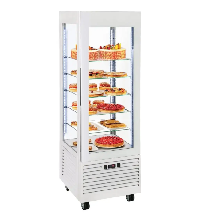 Roller Grill Vertical Fixed Glass Shelf Refrigerated Display Cabinet RD800 in White
(Food Not Included!)