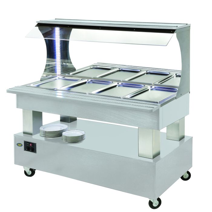 SBM40M Refrigerated / Heated Buffet Bar in White - Wall-Side Fitting - Roller Grill