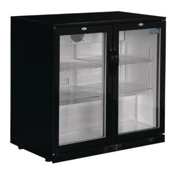 Polar Back Bar Cooler with Hinged Doors in Black 198Ltr GL012