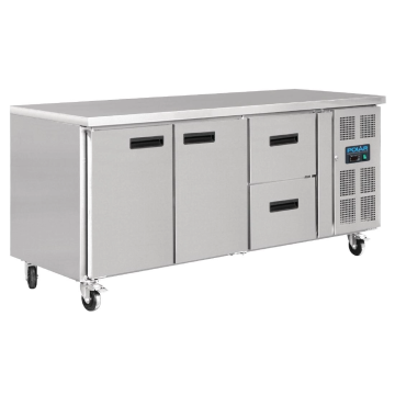 Polar 2 Door and 2 Drawer Counter Fridge 417Ltr GD874