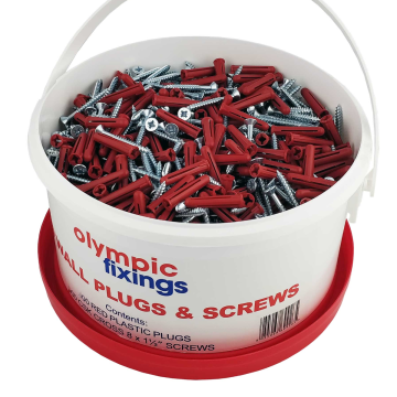 Olympic 242-222-015 Red Plug And 8×1½ Screw Tub Of 400