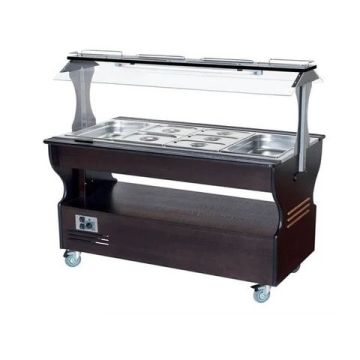 SB40M Mahogany Refrigerated / Heated Buffet Bar - Roller grill