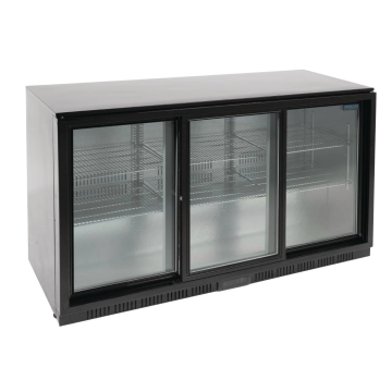 Polar Back Bar Cooler with Sliding Doors in Black 320Ltr GL013