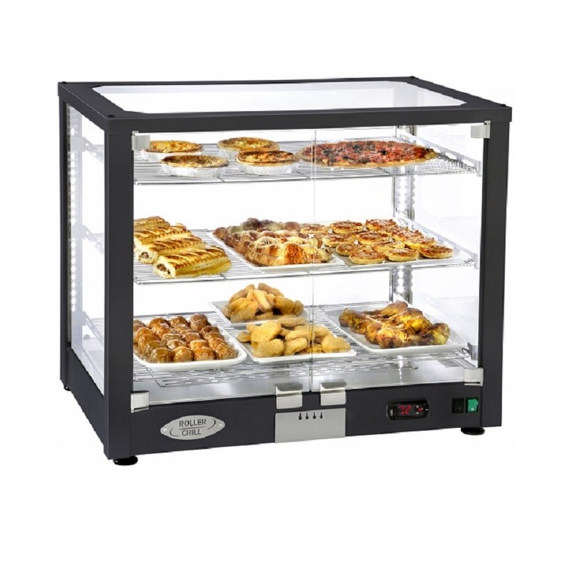 Roller Grill Heated Illuminated Display Cabinet WD780D in Black WD780DN