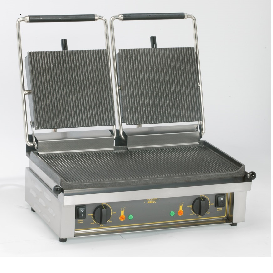 Roller Grill Twin Contact Grill MAJESTIC L (Flat Base and Ribbed Top)