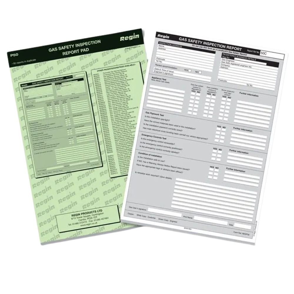 Regin REGP45 Gas Safety Records Pad |  Genuine Replacement Spare Part